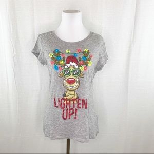 Reindeer “Lighten Up” Christmas short sleeve tee